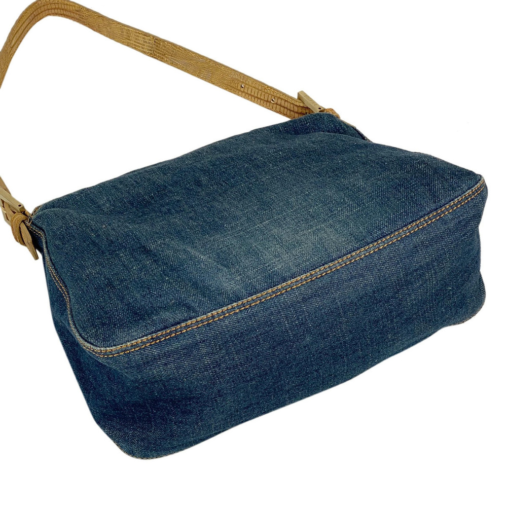 Fendi Zucca Shoulder One Mamma Hobo Bucket Shoulder Blue Denim Bag Handbag